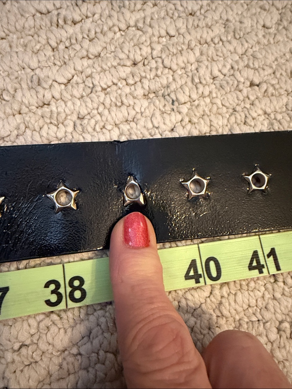 Guess Black Leather Star-Studded Belt with Silver Buckle - Picture 10 of 15